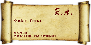 Reder Anna névjegykártya